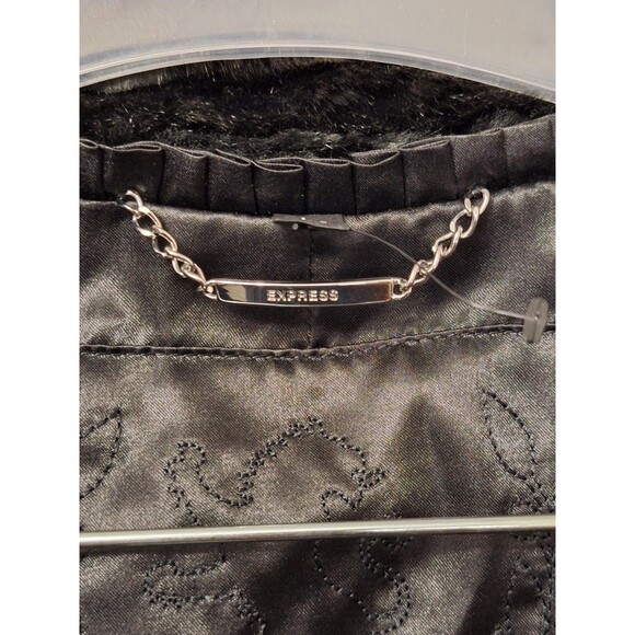 Express Faux Fur Coat Womens Sz Large Y2K Old Money Gothic Plush Shaggy Soft - Picture 12 of 15